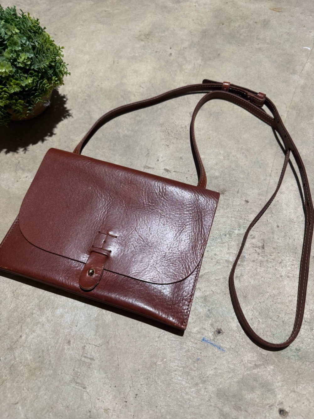 Lucky Brand Brown Leather Crossbody Bag Purse Cognac Messenger Mail Classic Bogo